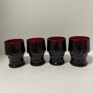 Vintage Anchor Hocking Ruby Red Georgian Glass Set, 9 oz.